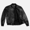 Men's black real leather bomber jacket