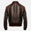 Men's coffee brown real leather bomber jacket, back view