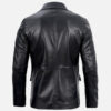 Men's black real leather blazer jacket, back view