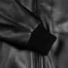 Men's black real leather bomber jacket, sleeve detail