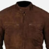 Men's brown suede leather bomber jacket