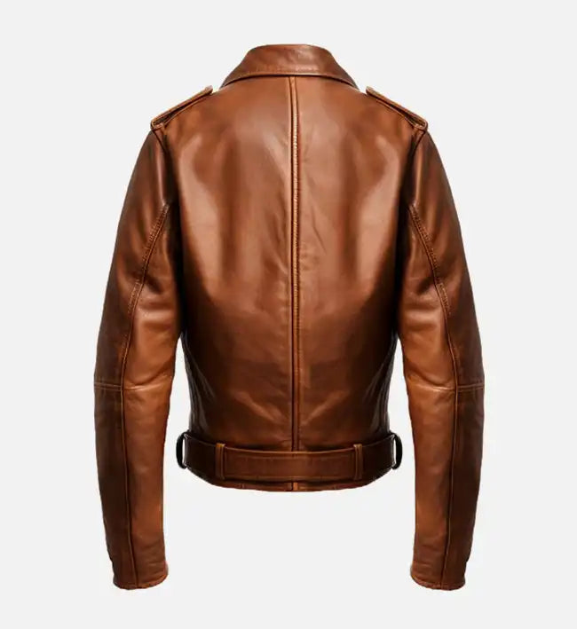 Alternative view of Women's Vintage Brown Biker Leather Jacket