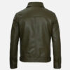 Men's olive green real leather harrington jacket, back view