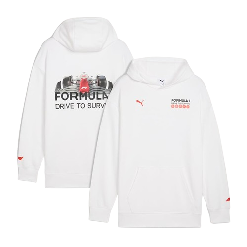 Formula 1 Inspired White Graphic Hoodie