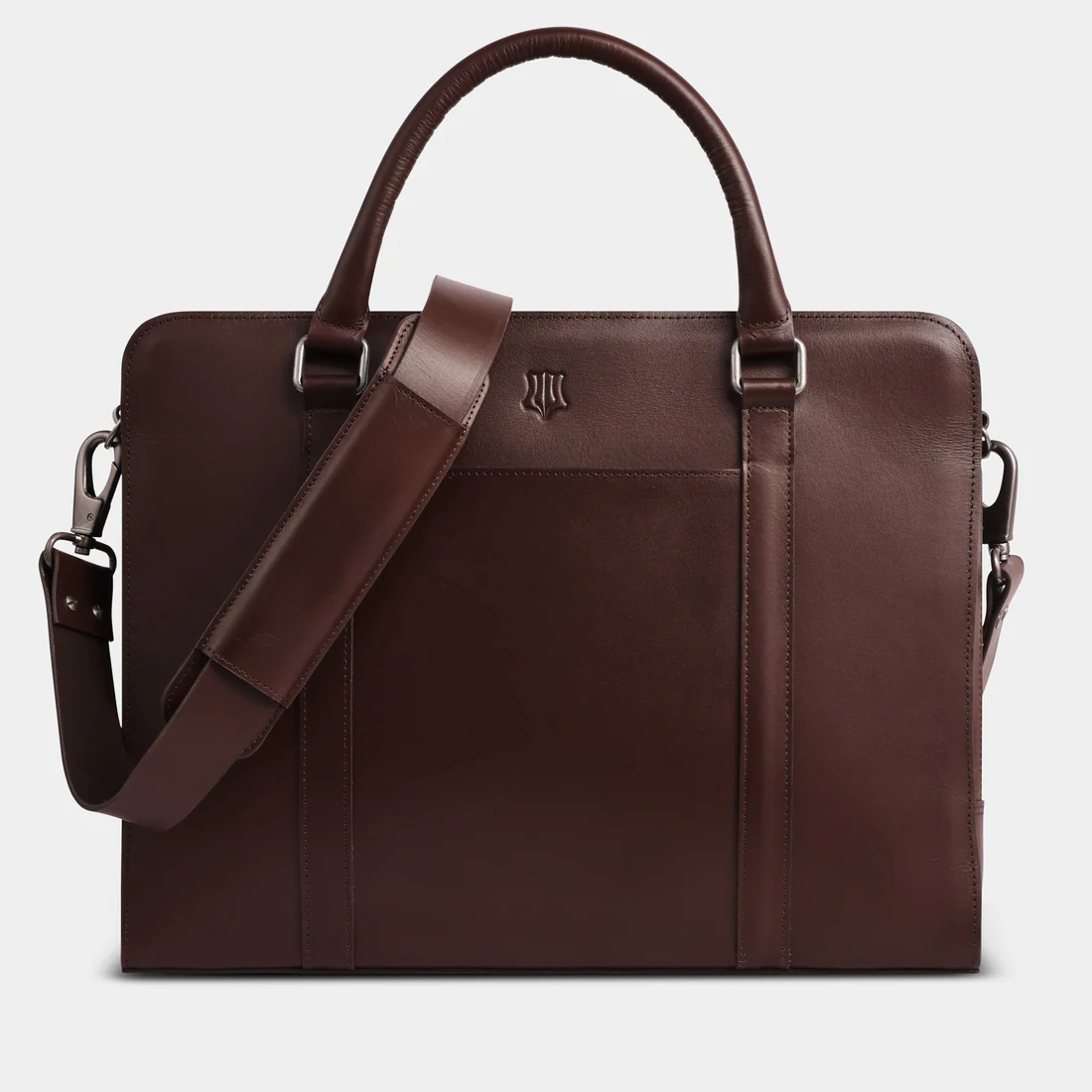 Executive Buffalo Leather Laptop Briefcase – Dark Brown