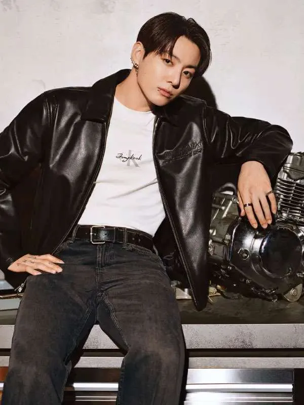 Alternative view of Jung Kook Black Leather Jacket
