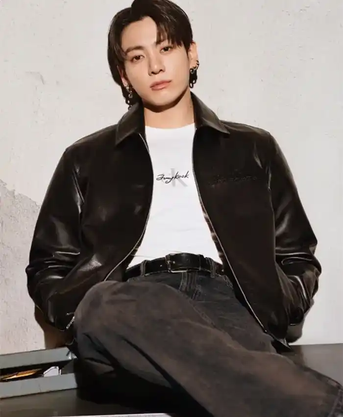 Jungkook Black Leather Jacket
