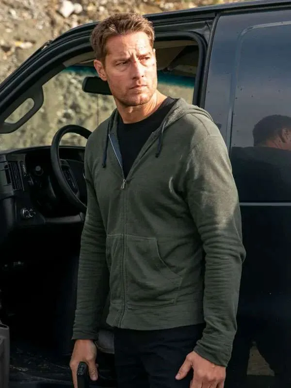 Tracker Justin Hartley Inspired Green Zip Hoodie