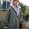 Under Salt Marsh Kelly Reilly green shearling quilted hooded jacket